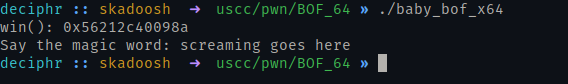 Output from running the program