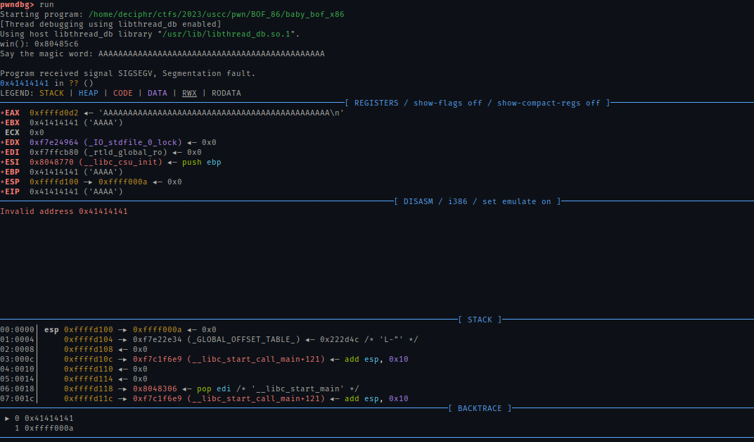 Output of the EIP register being overwritten