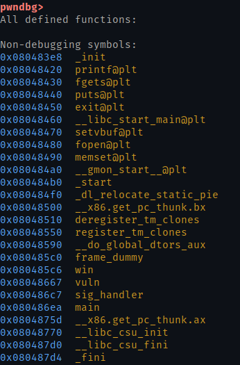 Output of: info functions