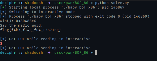 Output of running the script