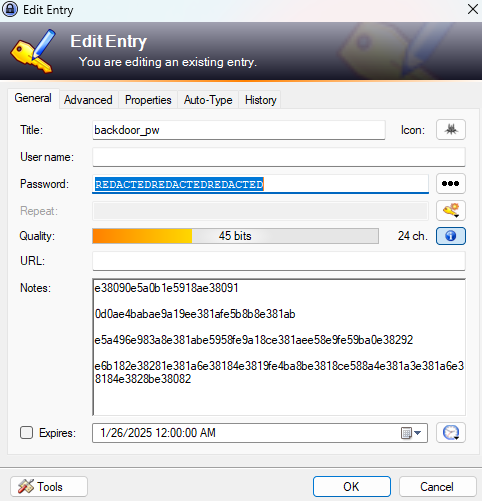 Image of redacted password